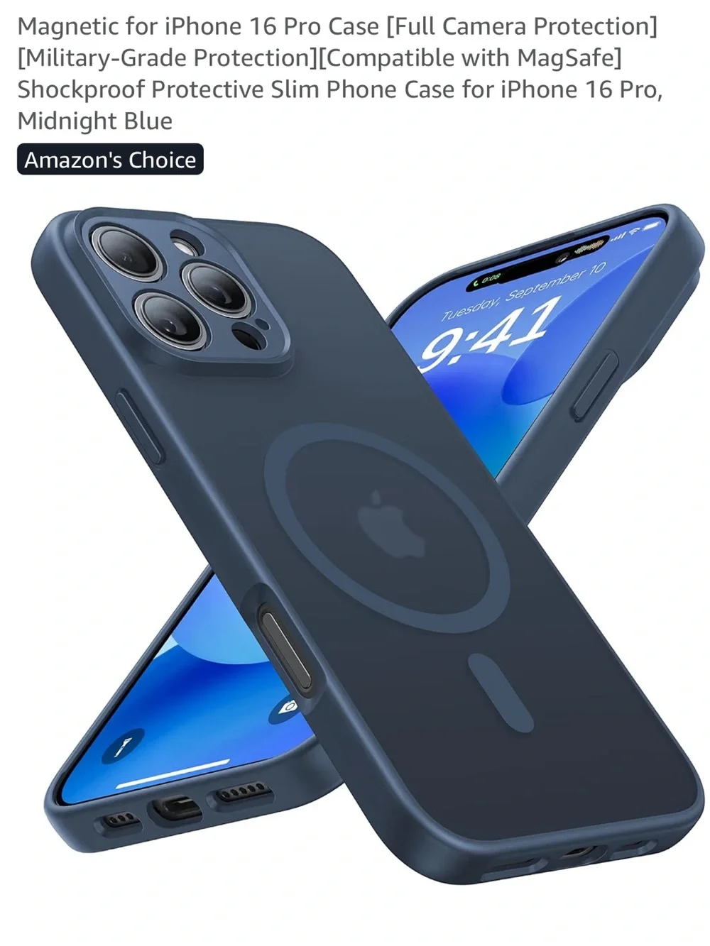 Magnetic for I phone 16 pro case midnight blue camera protection New